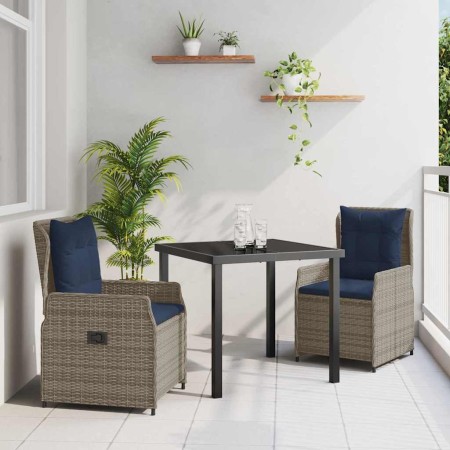 Conjunto de Comedor de Jardín 3 pcs Gris Poliratán en Sillas de jardín | Comprar online en Foru.es