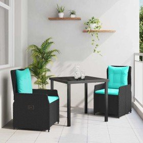 Conjunto de Comedor de Jardín 3 pcs Negro Poliratán en Sillas de jardín | Comprar online en Foru.es