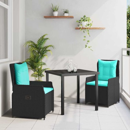 Conjunto de Comedor de Jardín 3 pcs Negro Poliratán en Sillas de jardín | Comprar online en Foru.es