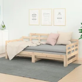 Removable sofa bed solid pine wood 2x(80x200) cm by vidaXL, Beds and slatted bases - Ref: Foro24-820347, Price: 149,58 €, Dis...