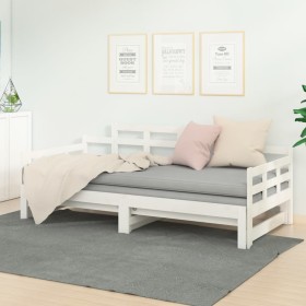 Sofá cama extraíble madera maciza de pino blanco 2x(90x200) cm de vidaXL, Camas y somieres - Ref: Foro24-820343, Precio: 173,...