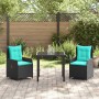 Conjunto de Comedor de Jardín 3 pcs Negro Poliratán en Sillas de jardín | Comprar online en Foru.es