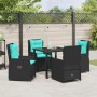 Conjunto de Comedor de Jardín 5 pcs Negro Poliratán en Sillas de jardín | Comprar online en Foru.es