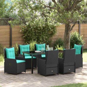Conjunto de Comedor de Jardín 7 pcs Negro Poliratán en Sillas de jardín | Comprar online en Foru.es