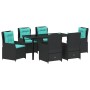 Conjunto de Comedor de Jardín 7 pcs Negro Poliratán en Sillas de jardín | Comprar online en Foru.es