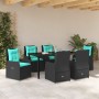 Conjunto de Comedor de Jardín 7 pcs Negro Poliratán en Sillas de jardín | Comprar online en Foru.es
