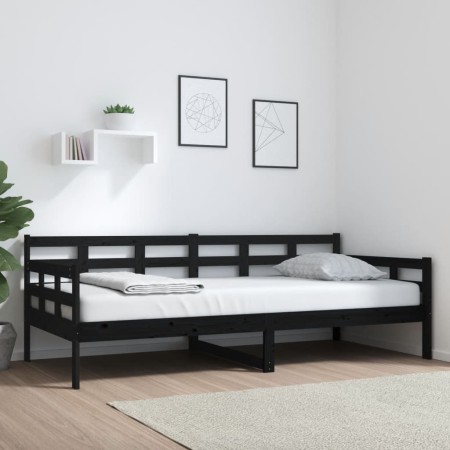 Sofá cama madera maciza de pino negro 90x200 cm de vidaXL, Camas y somieres - Ref: Foro24-820361, Precio: 127,78 €, Descuento: %