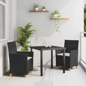 Conjunto de Comedor de Jardín 3 pcs Negro ratán sintético en Sillas de jardín | Comprar online en Foru.es