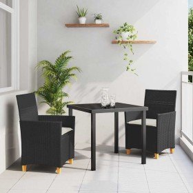 Conjunto de Comedor de Jardín 3 pcs Negro ratán sintético en Sillas de jardín | Comprar online en Foru.es