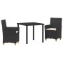 Conjunto de Comedor de Jardín 3 pcs Negro ratán sintético en Sillas de jardín | Comprar online en Foru.es