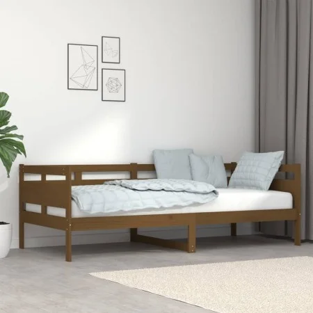 Sofá cama madera maciza de pino marrón miel 90x200 cm de vidaXL, Camas y somieres - Ref: Foro24-820300, Precio: 87,62 €, Desc...