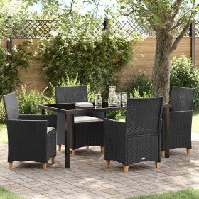 Conjunto de Comedor de Jardín 5 pcs Negro ratán sintético en Sillas de jardín | Comprar online en Foru.es