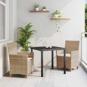 Conjunto de Comedor de Jardín 3 pcs Beige ratán sintético en Sillas de jardín | Comprar online en Foru.es