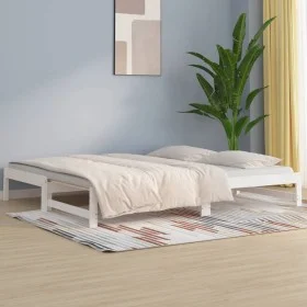 Sofá cama extraíble madera maciza de pino blanco 2x(90x190) cm de vidaXL, Camas y somieres - Ref: Foro24-820438, Precio: 135,...