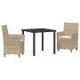 Conjunto de Comedor de Jardín 3 pcs Beige ratán sintético en Sillas de jardín | Comprar online en Foru.es