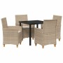 Conjunto de Comedor de Jardín 5 pcs Beige ratán sintético en Sillas de jardín | Comprar online en Foru.es