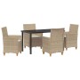 Conjunto de Comedor de Jardín 5 pcs Beige ratán sintético en Sillas de jardín | Comprar online en Foru.es