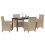 Conjunto de Comedor de Jardín 5 pcs Beige ratán sintético en Sillas de jardín | Comprar online en Foru.es