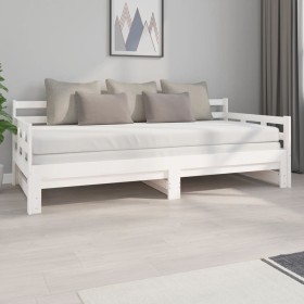 Sofá cama extraíble madera maciza de pino blanco 2x(90x200) cm de vidaXL, Camas y somieres - Ref: Foro24-820373, Precio: 199,...