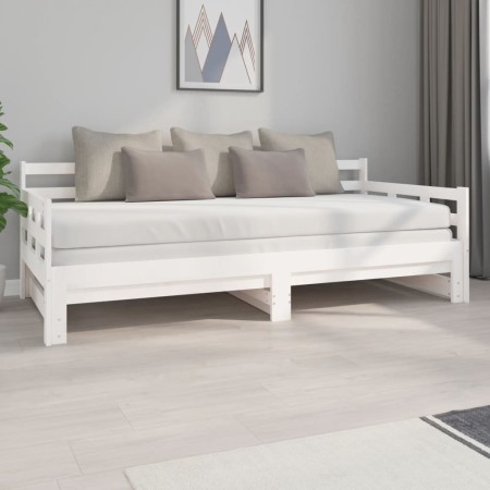 Sofá cama extraíble madera maciza de pino blanco 2x(90x200) cm de vidaXL, Camas y somieres - Ref: Foro24-820373, Precio: 199,...