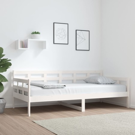 Sofá cama madera maciza de pino blanco 90x190 cm de vidaXL, Camas y somieres - Ref: Foro24-820368, Precio: 110,61 €, Descuent...