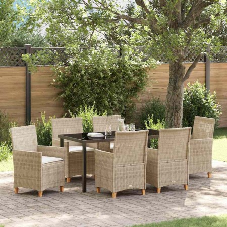Conjunto de Comedor de Jardín 7 pcs Beige ratán sintético en Sillas de jardín | Comprar online en Foru.es