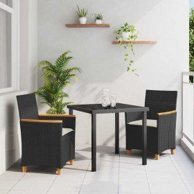 Conjunto de Comedor de Jardín 3 pcs Negro ratán sintético en Sillas de jardín | Comprar online en Foru.es