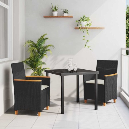 Conjunto de Comedor de Jardín 3 pcs Negro ratán sintético en Sillas de jardín | Comprar online en Foru.es