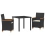 Conjunto de Comedor de Jardín 3 pcs Negro ratán sintético en Sillas de jardín | Comprar online en Foru.es