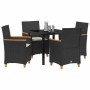Conjunto de Comedor de Jardín 5 pcs Negro ratán sintético en Sillas de jardín | Comprar online en Foru.es