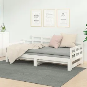 Sofá cama extraíble madera maciza de pino blanco 2x(80x200) cm de vidaXL, Camas y somieres - Ref: Foro24-820348, Precio: 162,...