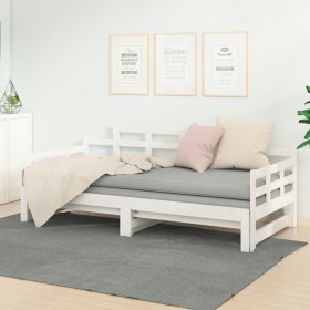 Sofá cama extraíble madera maciza de pino blanco 2x(80x200) cm de vidaXL, Camas y somieres - Ref: Foro24-820348, Precio: 164,...