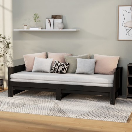Sofá cama extraíble madera maciza de pino negro 2x(80x200) cm de vidaXL, Camas y somieres - Ref: Foro24-820261, Precio: 206,4...