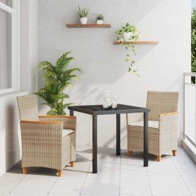 Conjunto de Comedor de Jardín 3 pcs Beige ratán sintético en Sillas de jardín | Comprar online en Foru.es