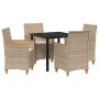 Conjunto de Comedor de Jardín 5 pcs Beige ratán sintético en Sillas de jardín | Comprar online en Foru.es