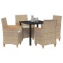 Conjunto de Comedor de Jardín 5 pcs Beige ratán sintético en Sillas de jardín | Comprar online en Foru.es