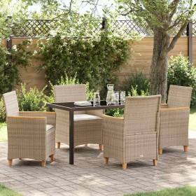 Conjunto de Comedor de Jardín 5 pcs Beige ratán sintético en Sillas de jardín | Comprar online en Foru.es