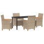 Conjunto de Comedor de Jardín 5 pcs Beige ratán sintético en Sillas de jardín | Comprar online en Foru.es