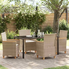 Conjunto de Comedor de Jardín 5 pcs Beige ratán sintético en Sillas de jardín | Comprar online en Foru.es