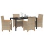 Conjunto de Comedor de Jardín 5 pcs Beige ratán sintético en Sillas de jardín | Comprar online en Foru.es