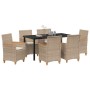 Conjunto de Comedor de Jardín 7 pcs Beige ratán sintético en Sillas de jardín | Comprar online en Foru.es