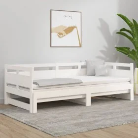Sofá cama extraíble madera maciza de pino blanco 2x(90x200) cm de vidaXL, Camas y somieres - Ref: Foro24-820313, Precio: 189,...