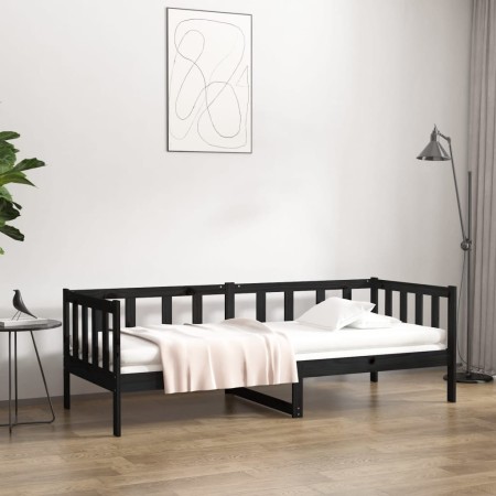 Sofá cama madera maciza de pino negro 90x190 cm de vidaXL, Camas y somieres - Ref: Foro24-814648, Precio: 120,62 €, Descuento: %