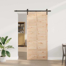 Puerta Corredera Marrón 80 x 208 cm Madera de pino macizo en Puertas | Comprar online en Foru.es
