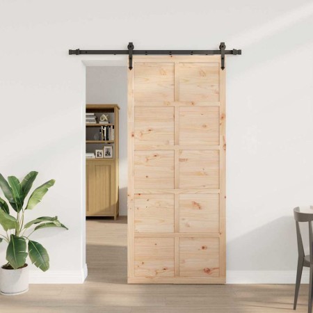 Puerta Corredera Marrón 80 x 208 cm Madera de pino macizo en Puertas | Comprar online en Foru.es
