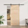 Puerta Corredera Marrón 90 x 208 cm Madera de pino macizo en Puertas | Comprar online en Foru.es