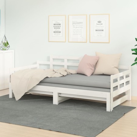 Sofá cama extraíble madera maciza de pino blanco 2x(90x190) cm de vidaXL, Camas y somieres - Ref: Foro24-820353, Precio: 170,...