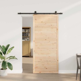 Puerta Corredera Marrón 80 x 208 cm Madera de pino macizo en Puertas | Comprar online en Foru.es