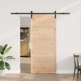 Puerta Corredera Marrón 100 x 208 cm Madera de pino macizo en Puertas | Comprar online en Foru.es