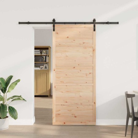 Puerta Corredera Marrón 90 x 208 cm Madera de pino macizo en Puertas | Comprar online en Foru.es